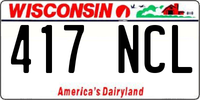 WI license plate 417NCL