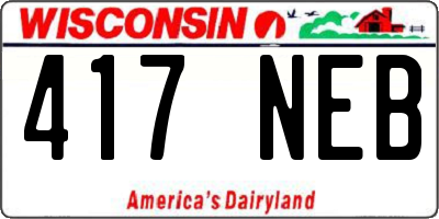 WI license plate 417NEB