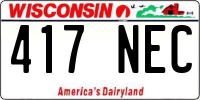WI license plate 417NEC