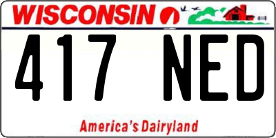 WI license plate 417NED