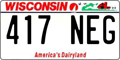 WI license plate 417NEG