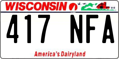 WI license plate 417NFA