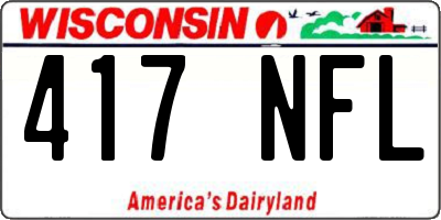 WI license plate 417NFL