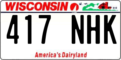 WI license plate 417NHK
