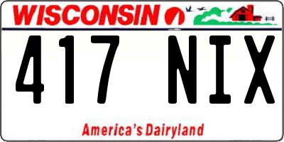 WI license plate 417NIX