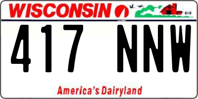 WI license plate 417NNW