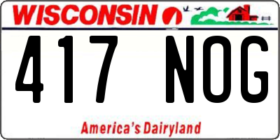 WI license plate 417NOG