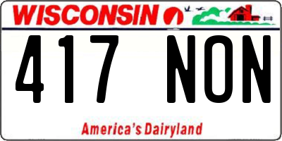 WI license plate 417NON