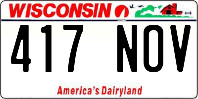 WI license plate 417NOV
