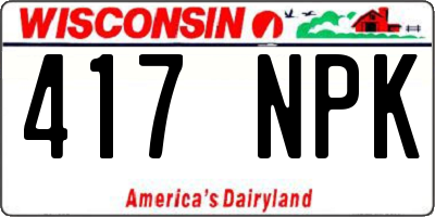 WI license plate 417NPK