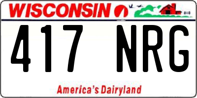 WI license plate 417NRG