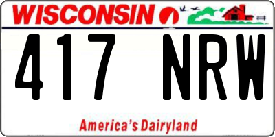 WI license plate 417NRW