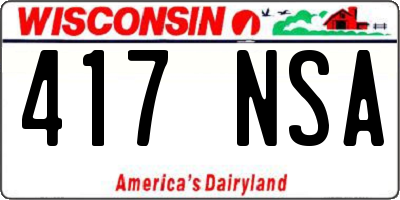WI license plate 417NSA