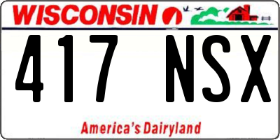 WI license plate 417NSX