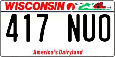 WI license plate 417NUO