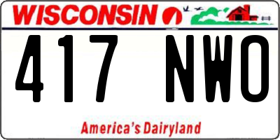 WI license plate 417NWO