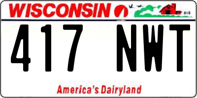 WI license plate 417NWT