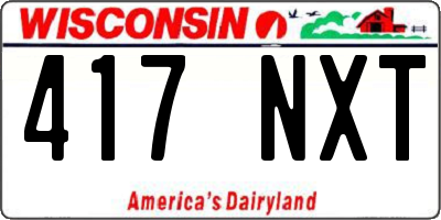 WI license plate 417NXT