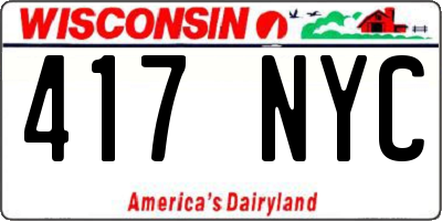 WI license plate 417NYC