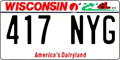 WI license plate 417NYG
