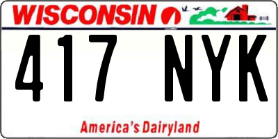 WI license plate 417NYK