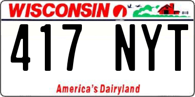 WI license plate 417NYT