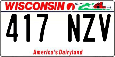 WI license plate 417NZV