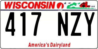WI license plate 417NZY