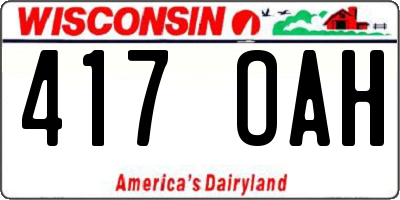 WI license plate 417OAH