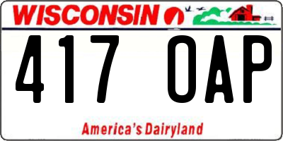 WI license plate 417OAP