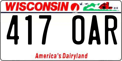 WI license plate 417OAR
