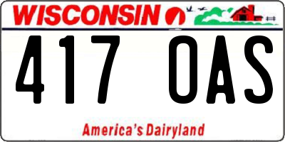 WI license plate 417OAS