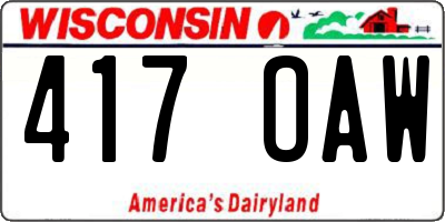 WI license plate 417OAW