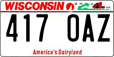 WI license plate 417OAZ