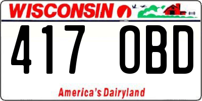 WI license plate 417OBD