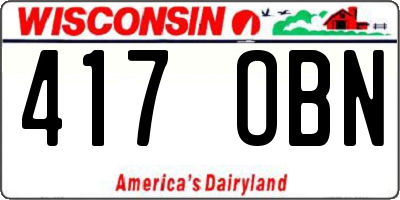 WI license plate 417OBN