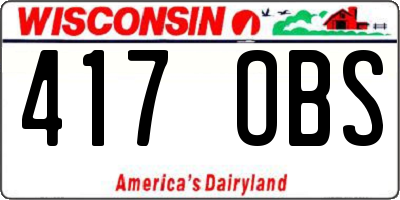 WI license plate 417OBS