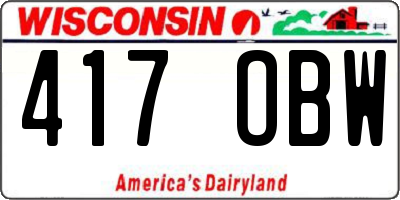 WI license plate 417OBW