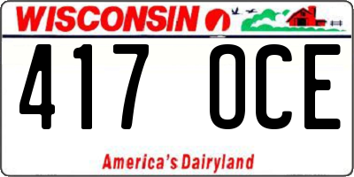 WI license plate 417OCE