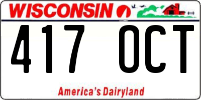 WI license plate 417OCT