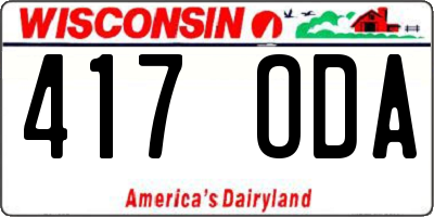 WI license plate 417ODA