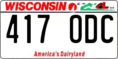 WI license plate 417ODC