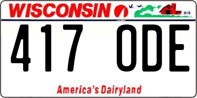 WI license plate 417ODE