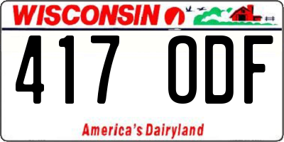 WI license plate 417ODF