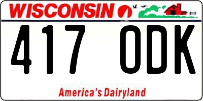 WI license plate 417ODK