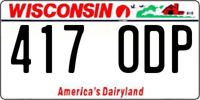 WI license plate 417ODP