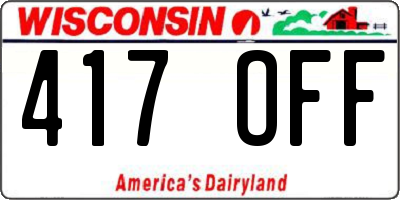 WI license plate 417OFF