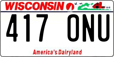 WI license plate 417ONU