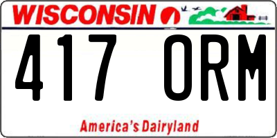 WI license plate 417ORM