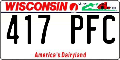 WI license plate 417PFC